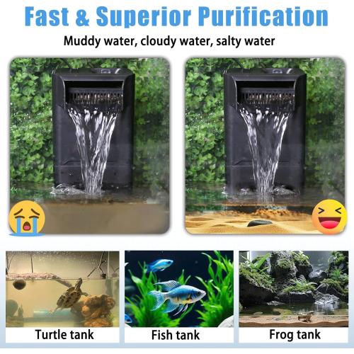 220GPH Turtle Filter for 20-45 Gal Tank, Small Turtle Filters 3-Stage Filtration for Freshwater Saltwater Cloudywater, Ultra-Quiet and Flow Adjustable for Fish Turtles Shrimps Amphibians Frogs