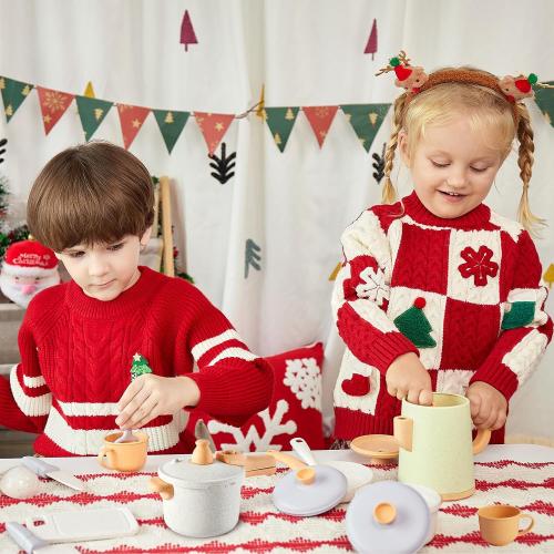 Multicolor 13 Piece Play Kitchen Pots and Pans Set for Kids, Pretend Role Play Cooking Toys Gifts for Toddlers Girls Boys Ages 3 4 5 6