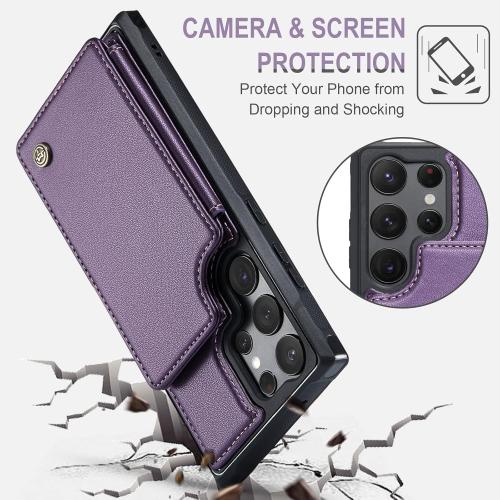 Vinich for Samsung Galaxy S23 Ultra Wallet Case with Card Holder, RFID Blocking Credit Slots Kickstand Shockproof Phone Cover Fit for Galaxy S23 Ultra 6.8 Purple