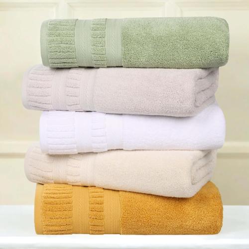 Superior Venice Zero Twist Cotton Medium Weight Bath Sheets, for Guest Bath, Bathroom, Shower, Spa, Plush Towels, Essentials, Ribbed Textured Border, Oversized Towels, Set of 4 , Green , 3 big and one small
