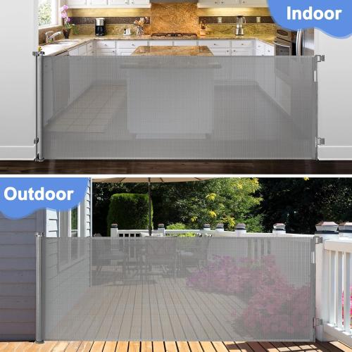 42 Inch Extra Tall Pet Gate for Stairs Prevent Kid/Pet from Jumping Over 115 Extra Long Baby Gates for Large Openings Wide Baby Gate for Doorway Retractable Tall Child Gates for Wide Openings, Gray