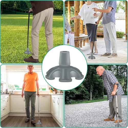 Heavy Duty Rubber Cane Tip - 6 Support Feet, 3/4 inch, Self Standing for Walking Canes & Sticks