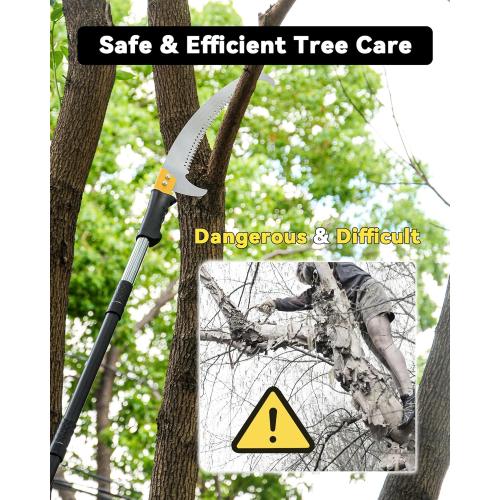 14.5FT Pole Saw with Adjustable Length for Tree Trimming, Lightweight Manual Pruning Saw with Mn Steel Blade, Long Extension Branch Cutter Pole Pruner for Yard, Garden, Patio & Forestry Use
