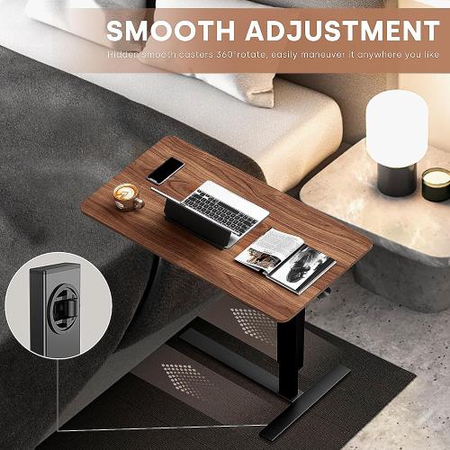 Overbed Bedside Table with Wheels, Adjustable Hospital Bedside Desk, Rolling Laptop Table, Mobile Standing Desk