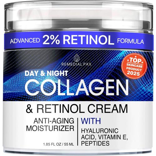 Collagen Face Cream with Retinol & Hyaluronic Acid - Anti Aging Moisturizer for Women & Men, Firming Day & Night Cream for Wrinkles, Hydrating Facial Lotion for All Skin Types