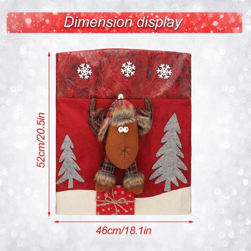 Christmas Chair Covers, Chair Back Covers for Xmas Banquet, Red Christmas Dining Room Chair Covers, Chair Covers Seat Protector for Home Kitchen Decor (Elk)