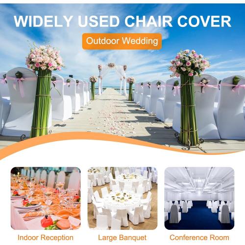 10 Pack White Chair Covers for Party, Spandex Chair Covers for Wedding, Stretch Seat Cover 10 Pieces, Universal Fitted Polyester Slipcovers for Dining Chairs, Parties & Banquet (10 PCS)