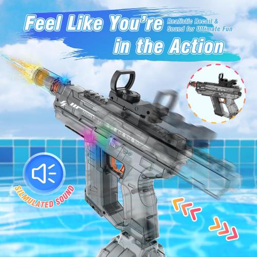 Electric Water Guns for Adults & Kids,Realistic Automatic Water Gun | with 26-32 FT Long Range,800ml Large Water Tank,Splash-Resistant Design,Summer Outdoor Pool Beach Toy for Backyard(2 Pack)