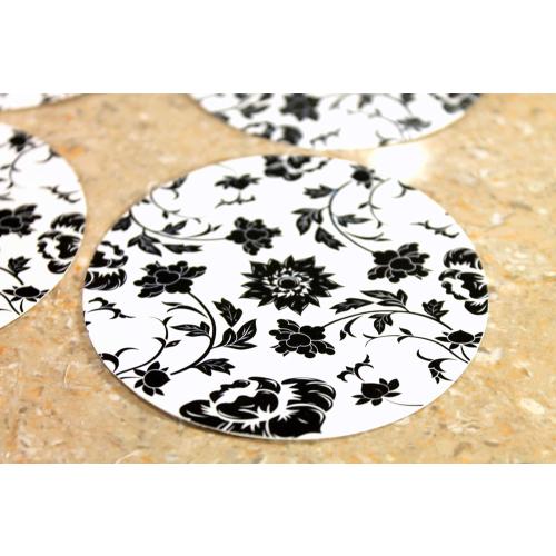 eSplanade Disposable Printed Paper Coasters - Use and Throw Reversible Round Paper Coasters - Set of 100 - Black Floral