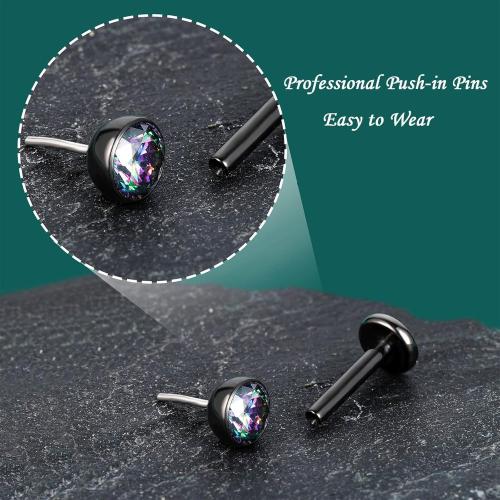 Gotumo 16G 18G 20G Flat Back Earrings Stud Titanium Threadless Nose Rings Tragus Labret Cartilage Lip Medusa Conch Body Piercing Jewelry Hypoallergenic for Women Men
