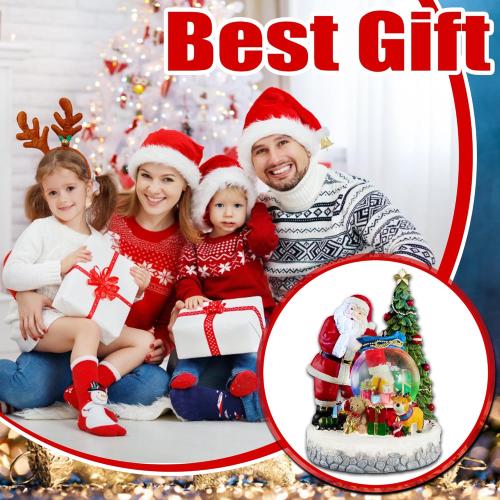Christmas Snow Globe Lantern with Musical, Colorful Lights & Swirling Snowfall - USB & Battery Operated Xmas Thanksgiving Holiday Indoor Decor - Gift for Kids, Adults, Family (Santa Claus Gift)