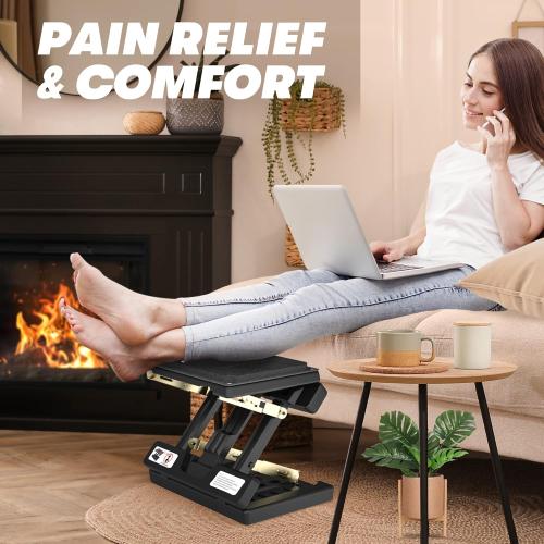 Footrest for Under Desk at Work,Height Adjustable Footrest with Massage Roller and Soft Pad,Foldable, Ergonomic fits Office,Home,Travel,Gaming,Sturdy Metal Frame,All-Season Use(Black)