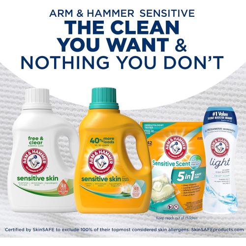ARM & HAMMER Sensitive Skin Free & Clear Liquid Laundry Detergent, 105 fl oz, 105 Loads