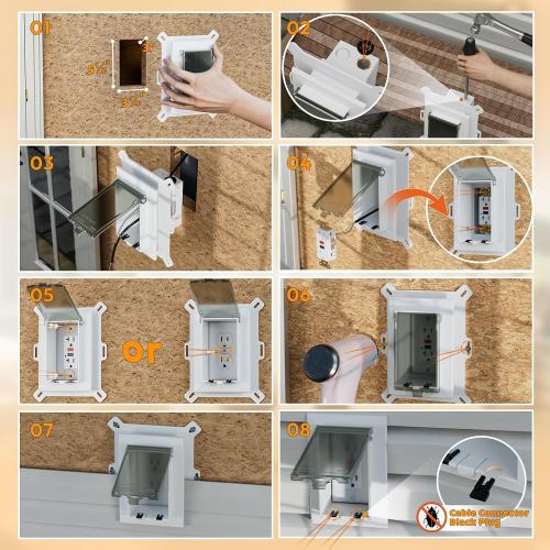 Recessed Outlet Box, DBVS1C-1 Low Profile Electrical Outlet Boxes, Wall Plate Kit for New Vinyl Siding, Enclosed Weatherproof Pack with Duplex & Decorator Style Covers, 1-Gang,Clear, Vertical