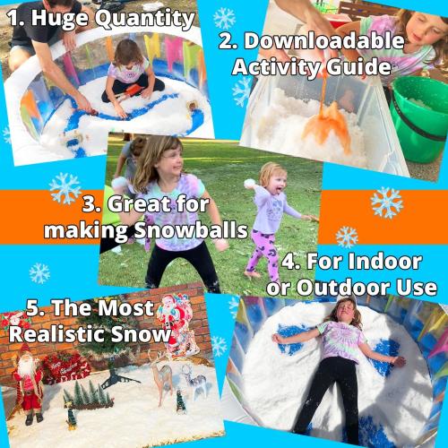 Bulk Fake Snow Powder for Outdoor & Indoor use. 39oz Makes 15 Gallons of Instant Snow for Sensory Play. Make Artificial Snowballs. Just Add Water. Magic Fun for Kids