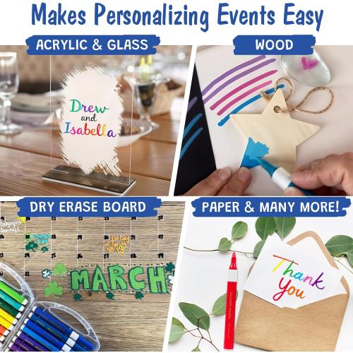 The Pencil Grip Magic Stix Washable Acrylic Markers for Kids and Teens, 12 Non-Toxic Colors, Allergen-Free, Vibrant Paint Pens for Crafting and DIY