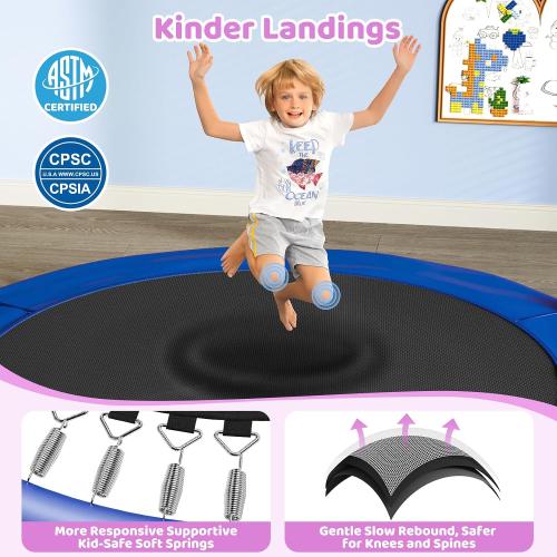 Yohood 55 Trampoline for Kids with Enclosure, 6-in-1 Toddler Trampoline Indoor Outdoor, Upgrade Full Anti-Rust Tube with Adjustable Gymnastics Bars for Boys Girls