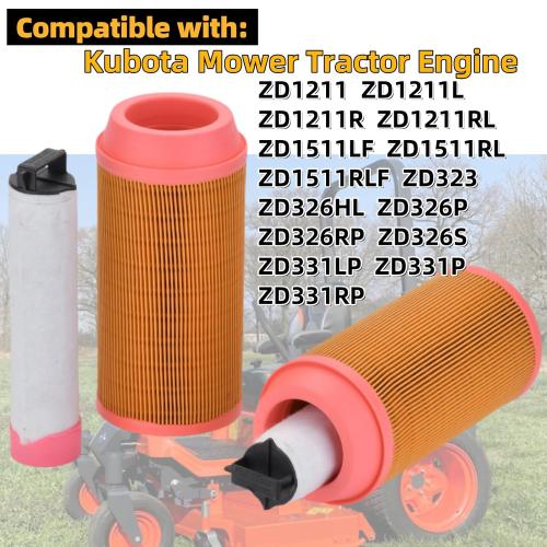 K3181-82240 K3181-82250 Inner & Outer Air Filter Kit Compatible with Kubota ZD323 ZD326 ZD331 ZD1211 ZD1211L ZD1211R ZD1211RL ZD326HL ZD326P ZD326RP ZD326S ZD331LP(2PCS)