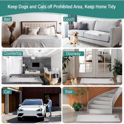 Clear SEERWAY Scat Pet Shock Mat Indoor, Shock Training Pads for Dogs and Cats, Electric Repellent Mat Keeps Pets Off Plant, Trash Can and Christmas Tree, 3 Training Modes, 50x12 Curved, Battery Operated