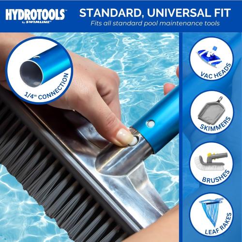 SWIMLINE HYDROTOOLS 8351 2-Piece Telescopic Pole 6 To 12 Feet Adjustable Telepole For Swimming Pool Cleaning Skimmer Nets Vacuum Heads & Brushes Step-Up Anodized Aluminum W/ Strong Grip & Lock