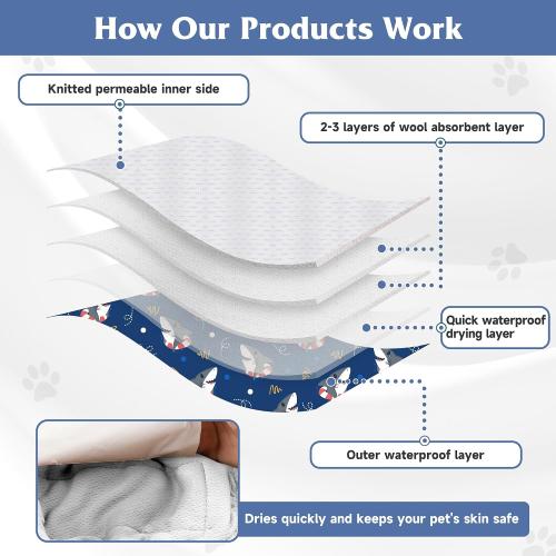 5 Pack Dog Diapers Male, High Absorbing Dog Wraps, Belly Bands for Male Dogs with Incontinence or Frequent Urination, Washable Doggie Diapers Fish L