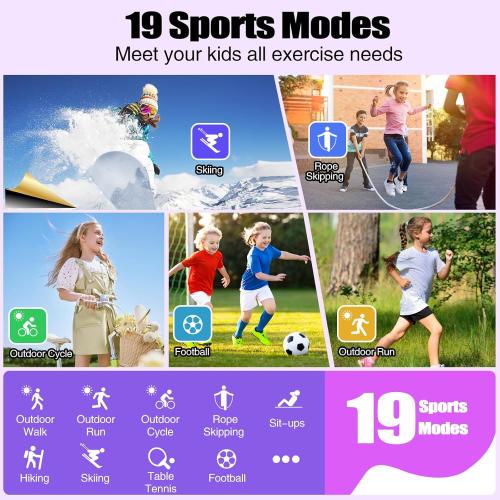 Kids Watch for Girls Boys with IP68 Waterproof, Girls Watch with 19 Sports Modes, Sleep Tracking, Pedometer, Stopwatch, Kids Activity Tracker, Birthday Gifts for Girls Age 6-15 Years Old