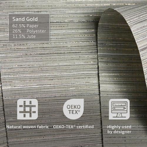 Replacement Fabric Panels – Fabric Only – 4 Panels (23” x 96”) – Trimmable, Natural Woven, Light-Filtering, Easy Swap – Fits Most Panel Track Blinds,Sand Gold