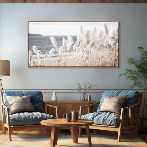 29x58 Wall Art Framed Artwork Decor Nature Canvas Art ReedSeascape Wall Decor for Bedroom Living Room Decoration Home Kitchen Office 29 x 58