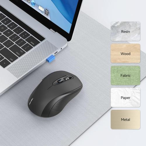 UNTESTED TECKNET Bluetooth Mouse, 2-in-1(BT 5.0/3.0 2.4Ghz) 4000DPI Wireless Mice with USB Connect Available for Laptop Computer, Portable PC Mouse Bluetooth for Mac (USB-A BT Wireless Connect, Black)