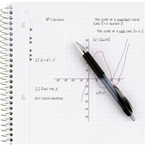 Size 8-1/2x11 100 Sheets Color Black Five Star Spiral Notebook   Study App, 1 Subject, Graph Ruled Paper, 8-1/2 x 11, 100 Sheets, Fights Ink Bleed, Water Resistant Cover, Black (73679)