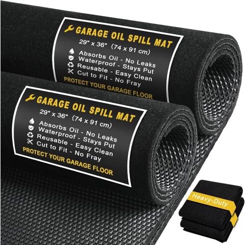 2-Pack Golener Oil Spill Mat - Garage Floor Mat, Absorbent Oil Pad, Premium Maintenance Mat, Waterproof, Contain Liquid, Protect Garage Surface from Spill & Stain, Reusable, Washable, Durable, 29”x36”