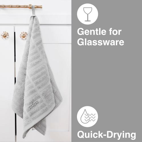 All-Clad Solid Kitchen Towel: Highly Absorbent, Super Soft Long Lasting - 100% Cotton, 17x30 Tea Towel for Cleaning & Drying Dishes, Pans, Glassware, or Countertops, (2-Pack), Titanium Gray