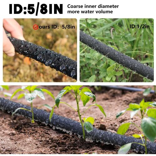 Hopegiver 5/8’’ Soaker Hose 25 ft Heavy Duty Garden Soaker Hoses with Solid Brass Fitting, Rubber Drip Hose for Garden Beds, Vegetable, Lawn, Trees Watering Irrigation