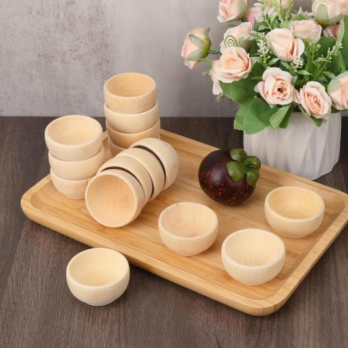 30 Pack 2.2 Inches Round Wooden Bowls, Unfinished Mini Wood Bowls for Condiments, Sauces, Dips, Nuts, and Snacks