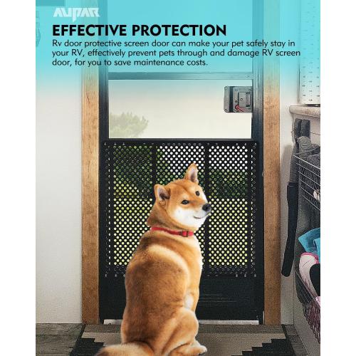 Aluminum Alloy RV Entry Screen Door Grille Adjusts from 22- 31.5, Adjustable RV Door Screen Protector, Black
