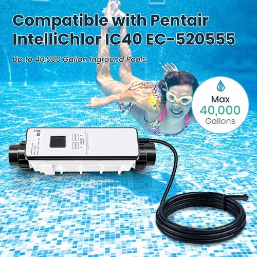IC40 Salt Cell Chlorine Generator Replacement Fit for Pentair IntelliChlor | IC40 Salt Cell,EC-520555 520555 Power Center,Salt Chlorinator System for Inground Pools up to 40,000 Gallons