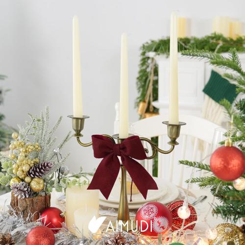 AIMUDI Burgundy Bows for Christmas Tree 5'' Hand Felted Christmas Bows for Gift Wrapping Premade Bow Gift Bows for Presents Crafts Wreaths Fireplaces Winter Holiday Christmas Decorations, 24 PCs