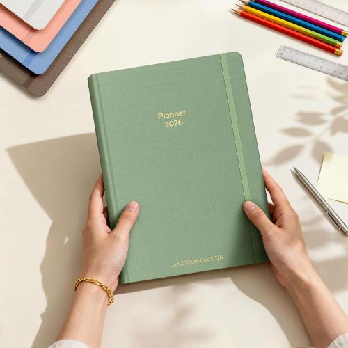 2026 Planner Weekly and Monthly, Jan.2026 - Dec.2026, Linen Hardcover Calendar 2026 Agenda Planner Daily To Do List Notebook with Monthly Tabs, 6 x 8.3, Creamy Green