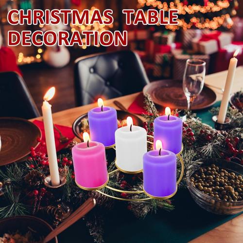 1 Pcs Christmas Advent Candle Wreath Ring Metal Candle Holder for Pillar Advent Rustic Candlesticks Holders for Xmas Table Centerpiece Decor Home (Wide,Round)
