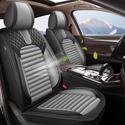 Seat Covers Fit for Ford Maverick 2022-2024 2025: Breathable Leather Waterproof Seat Covers Front&Back (5 Seat Full Set,Black & Grey)
