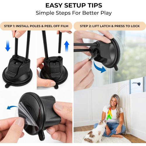 Cat Toys for Indoor Cats, Interactive Cat Toy Wand, Kitten Stuff, 18 Lures | Heavy Stable Base Prevents Toppling, Dual Suction Cup For Extra Play Options, Trigger natural feline hunting instincts today