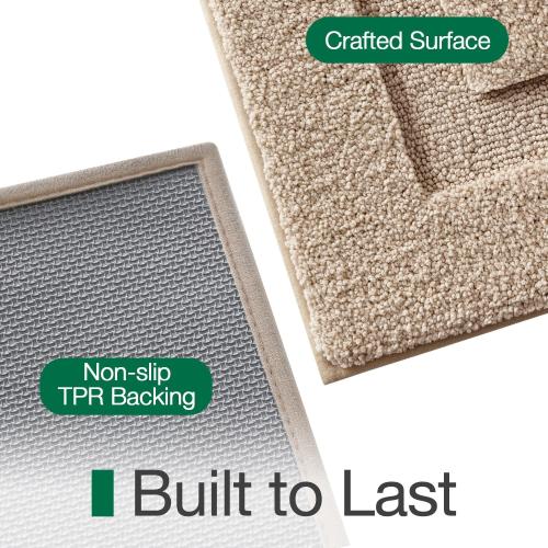 LUMI Large Ultra Soft Bathroom Rugs Non Slip with Rubber Backing, Absorbent Washable Bath Mat Quick Dry, Upgraded Premium Microfiber Plush Carpet for Bathtub and Shower Floor, Beige, 24x43