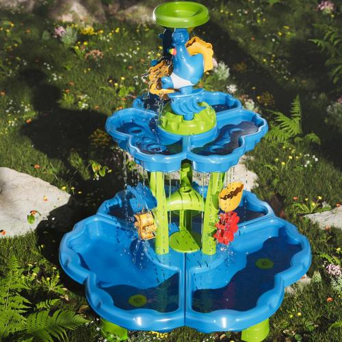 Water Table for Toddlers 3-5 4-8, 2-Tier 3 in 1 Kids Sand and Water Table, Summer Outdoor Beach Outside Backyard Activity Sensory Water and Sand Tables, Birthday Party Gift for Kids Boys and Girls