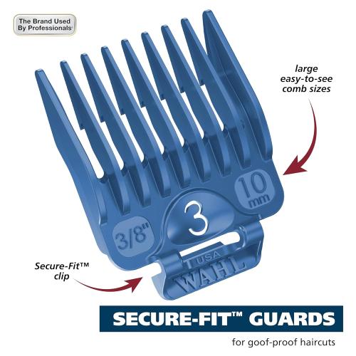 Wahl Clipper Genuine Secure-Fit™ Attachment Guard Organization Kit with Color Pro Colored Hair Clipper Guide Combs, 14 Piece Premium Storage Kit Hair Clippers, Multicolor - 3291-100