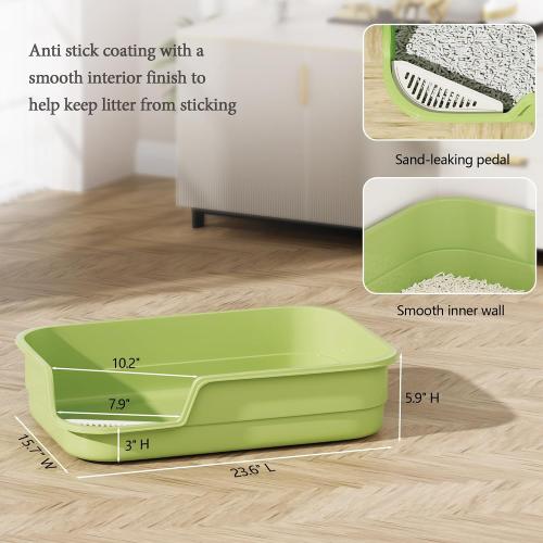 Vealind Extra Large Cat Litter Box High Sided and Low Entry Litter Tray for Senior and Big Cats 23.6 x15.7 x5.9 XL Deep High Back Kitty Litter Boxes for Indoor Cats