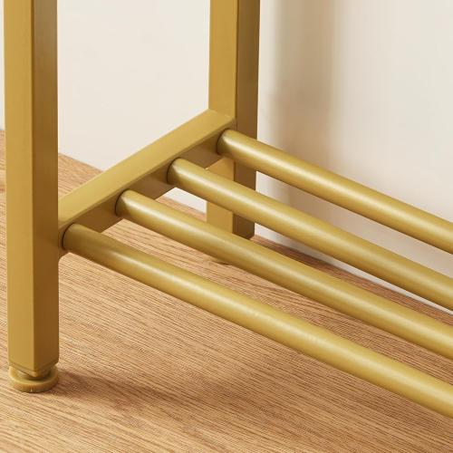 YATINEY Narrow Console Table, 2-Tier Small Sofa Table, 29.5 Thin Entryway Behind Couch Table with Shelves, Industrial Hallway Table, for Living Room, Foyer, White and Gold CT03DW
