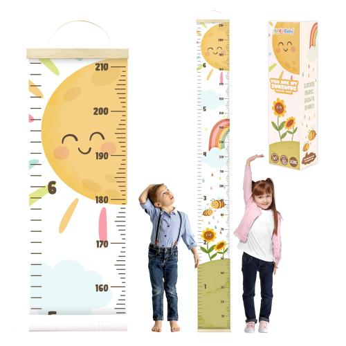 Kids Growth Chart for Wall - 82x7.9 Premium Canvas Removable Height Chart for Kids Height Measurement for Wall, Height Chart Measuring for Kids & Baby, Child Height Wall Chart