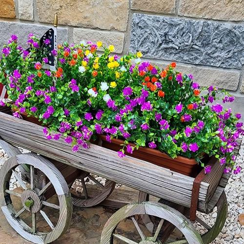 Ivydale Artificial Fall Flowers Plants Fake Mums for Autumn Outdoors Decoration, 12 Bundles Faux Plastic UV Resistant Greenery Bushes Shrubs for Home Porch Patio Garden (Yellow)