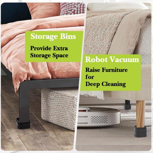 8 Pack Furniture Risers 1 or 2 Inch, Adjustable Bed Risers Heavy Duty For Table Desk Couch Chair Sofa Cabinet Bed Legs Dorm, Square Stackable Bed Raisers Blocks Lift Height 1, 2 or 3, Black