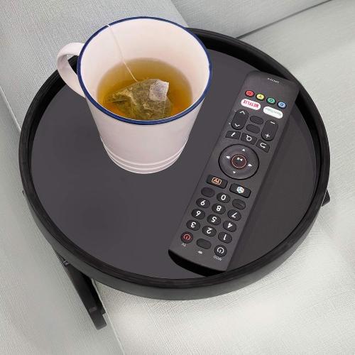 Black 9.8 Sofa Armrest Clip Table – No-Slip Couch Tray for Drinks, Snacks, Remote, Gamepads, Adjustable Armchair Table for Living Room, Bedroom, Dorm – Fits Most Armrests